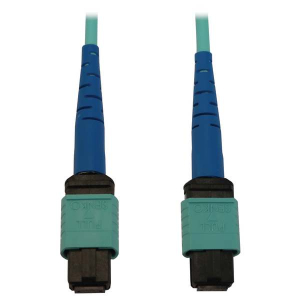 Tripp-Lite N846B-03M-24-P 40/100/400G Multimode 50/125 OM3 Fiber Optic Cable (24F MTP/MPO-PC F/F), LSZH, Aqua, 3 m (9.8 ft.)