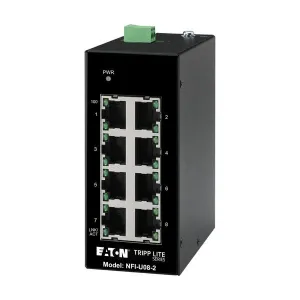 Tripp-Lite NFI-U08-2 8-Port Unmanaged Industrial Ethernet Switch - 10/100 Mbps, Ruggedized, -40 to 75C, DIN Mount, TAA