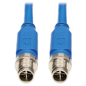 Tripp-Lite NM12-601-10M-BL M12 X-Code Cat6 1G UTP CMR-LP Ethernet Cable (M/M), IP68, PoE, Blue, 10 m (32.8 ft.), TAA