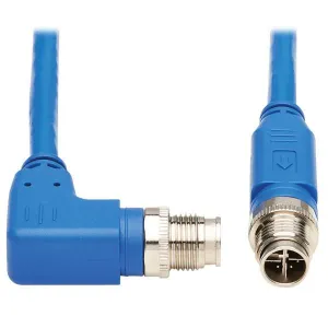 Tripp-Lite NM12-603-10M-BL M12 X-Code Cat6 1G UTP CMR-LP Ethernet Cable (Right-Angle M/M), IP68, PoE, Blue, 10 m (32.8 ft.), TAA
