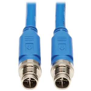 Tripp-Lite NM12-6A1-01M-BL M12 X-Code Cat6a 10G F/UTP CMR-LP Shielded Ethernet Cable (M/M), IP68, PoE, Blue, 1 m (3.3 ft.), TAA