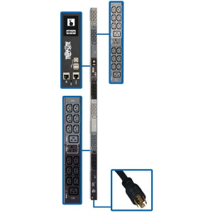 Tripp-Lite PDU3EVN6L2120 5.8kW 208/120V 3PH Monitored PDU - LX Interface, Gigabit, 45 Outlets, L21-20P Input, LCD, 1.8 m Cord, 0U 1.8 m Height, TAA