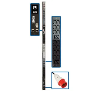 Tripp-Lite PDU3XEVN6G20 11.5kW 208-240V 3PH Monitored PDU LX Interface Gigabit 48 Outlets IEC 309 16/20A Red 360-415V Input LCD 1.8 m Cord 0U 1.8 m