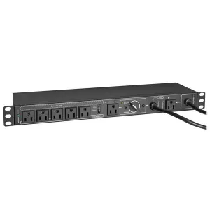 Tripp-Lite PDUB151U 100-125V 12A Single-Phase Hot-Swap PDU with Manual Bypass 6 NEMA 5-15R Outlets 2 5-15P Inputs 1U Rack/Wall