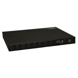 Tripp-Lite PDUMH15NET 1.4kW Single-Phase Switched PDU LX Interface 120V Outlets (16 5-15R) 5-15P 120V Input 12 ft. (3.66 m) Cord 1U Rack-Mount TAA