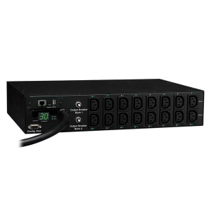 Tripp-Lite PDUMH30HVNET 5.5kW Single-Phase Switched PDU LX Interface 208/230V Outlets (16 C13) L6-30P Input 12 ft. (3.66 m) Cord 2U Rack-Mount TAA