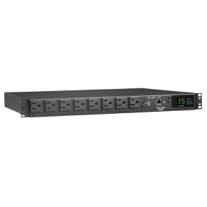 Tripp-Lite PDUMNH15AT1 1.44kW 120V Single-Phase ATS/Monitored PDU 8 NEMA 5-15R Outlets Dual 5-15P Inputs 12 ft. Cords 1U TAA