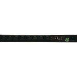 Tripp-Lite PDUMNH20HV 3.7kW Single-Phase 208/230V Monitored PDU LX Platform 8 C13 Outlets C20 Input with L6-20P Adapter 2.4m Cord 1U Rack-Mount