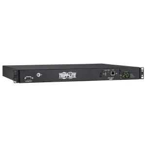 Tripp-Lite PDUMNH20HVAT1 3.8kW 200-240V Single-Phase ATS/Monitored PDU 8 C13 and 2 C19 Outlets Dual C20 Inlets 12 ft. Cords Network Card 1U TAA