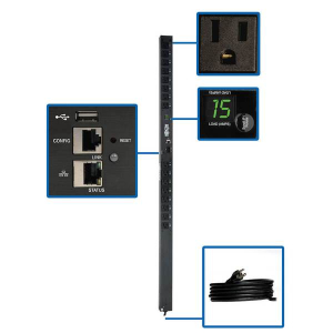 Tripp-Lite PDUMV15NETLX 1.4kW Single-Phase Switched PDU LX Interface 120V Outlets (16 5-15R) 10 ft. (3.05 m) Cord with 5-15P 0U TAA