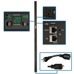 Tripp-Lite PDUMVR20NETLX 1.9kW Single-Phase Switched PDU LX Platform Outlet Monitoring 120V Outlets (24 NEMA 5-15/20R) L5-20P Plug 0U TAA