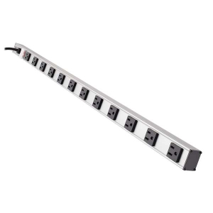 Tripp-Lite PS3612 12-Outlet Vertical Power Strip, 120V, 15A, 5-15P, 36 in., 15 ft. (4.57 m) Cord, Silver Housing