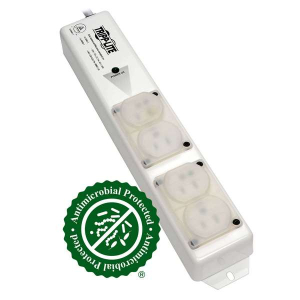 Tripp-Lite PS-415-HGULTRA Safe-IT UL 60601-1 Medical-Grade Power Strip for Patient-Care Vicinity 4 15A Hospital-Grade Outlets Safety Covers