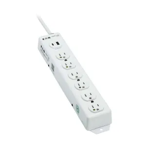 Tripp-Lite PS-602-HGUSB Safe-IT UL 1363 Medical-Grade Power Strip 6 Hospital-Grade Outlets USB Charging Safety Covers Antimicrobial 2 ft. Cord