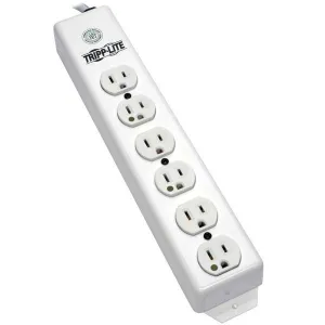 Tripp-Lite PS-606-HG Safe-IT Medical-Grade Power Strip, UL 1363, 6x Hospital-Grade Outlets, Antimicrobial, 6 ft. Cord