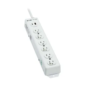 Tripp-Lite PS-606-HGUSB Safe-IT UL 1363 Medical-Grade Power Strip 6 Hospital-Grade Outlets USB Charging Safety Covers Antimicrobial 6 ft. Cord