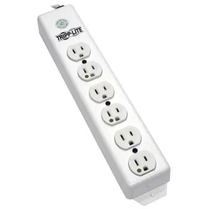 Tripp-Lite PS-615-HG Safe-IT UL 1363 Medical-Grade Power Strip, 6x Hospital-Grade Outlets, Antimicrobial, 15 ft. (4.57 m) Cord