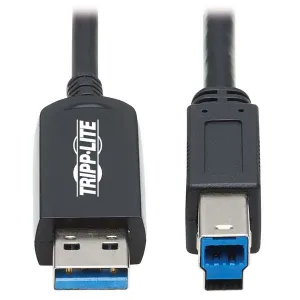 Tripp-Lite U328F-15M USB 3.2 Gen 1 Plenum-Rated Fiber Active Optical Cable (AOC) 5 Gbps (A to B M/M) Black 15 m
