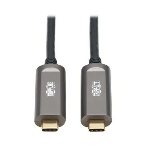 Tripp-Lite U420F-15M-D3 USB-C AOC Cable (M/M) USB 3.2 Gen 2 (10 Gbps) Plenum-Rated Fiber Active Optical Cable Data Only Black 15 m (49 ft.)