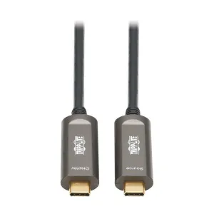 Tripp-Lite U420F-30M-V USB-C to USB-C Plenum-Rated Fiber Active Optical Cable (AOC) 4K 60 Hz HDR 4:4:4 M/M Black 30 m (98 ft.)