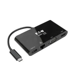 Tripp-Lite U444-06N-HV4GUB USB-C Multiport Adapter - 4K HDMI, VGA, USB 3.x (5Gbps) Hub Port, GbE, HDCP, Black