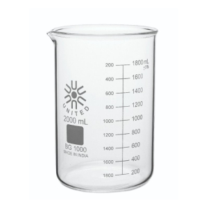 United Scientific Supplies BG1000-2000-CASE Low Form Beaker, Borosilicate Glass, 2000ml, Case of 8 pcs
