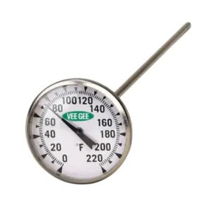Vee Gee Scientific 82550 Thermometer Dial 50 to 550F 1.75" Diameter Silver/White