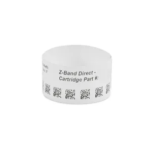 Zebra 10003852 Z-Band Direct 1" x 7" White Polypropylene Wristband 1" ID, 5" OD (300 Bands per Roll, Perforated)