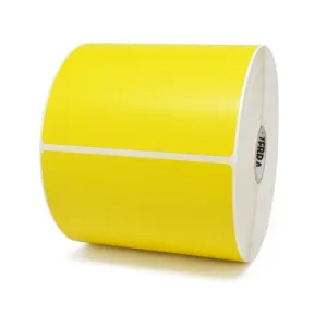 Zebra 10010035 Z-Perform 2000D Floodcoated 4" x 6" Yellow Paper Label, 1" ID, 5" OD (430 Labels per Roll, Perforated)
