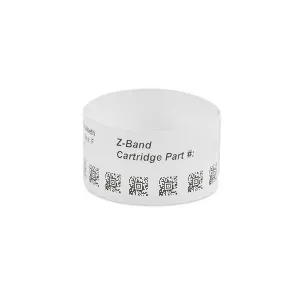 Zebra 10027729K Z-Band QuickClip Kit 1" x 7" White Polypropylene Wristband Cartridge (380 Bands per Roll)