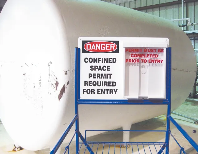 Accuform CBS420 OSHA Danger Confined Space Permit Station: Confined Space - Permit Required For Entry