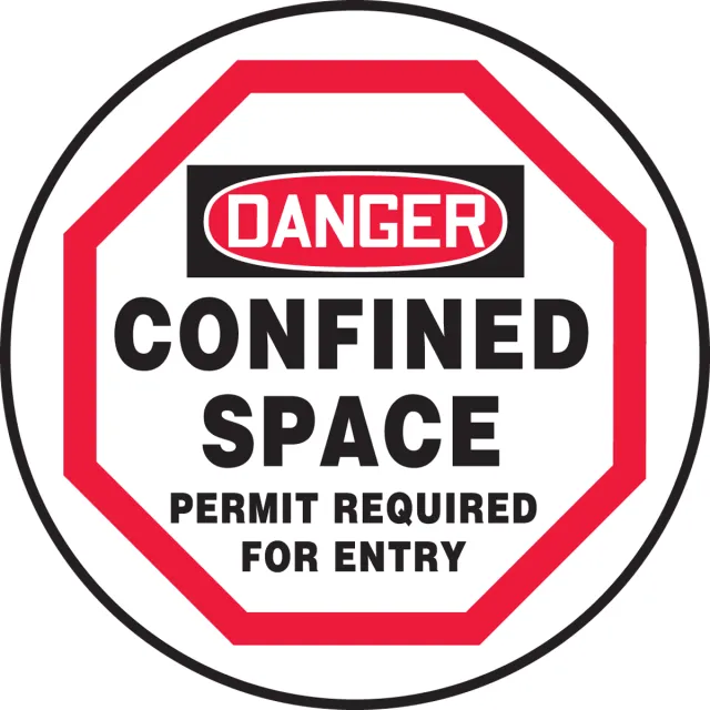 Accuform CMH709 OSHA Danger Manhole Cover Sign: Confined Space - Permit Required For Entry