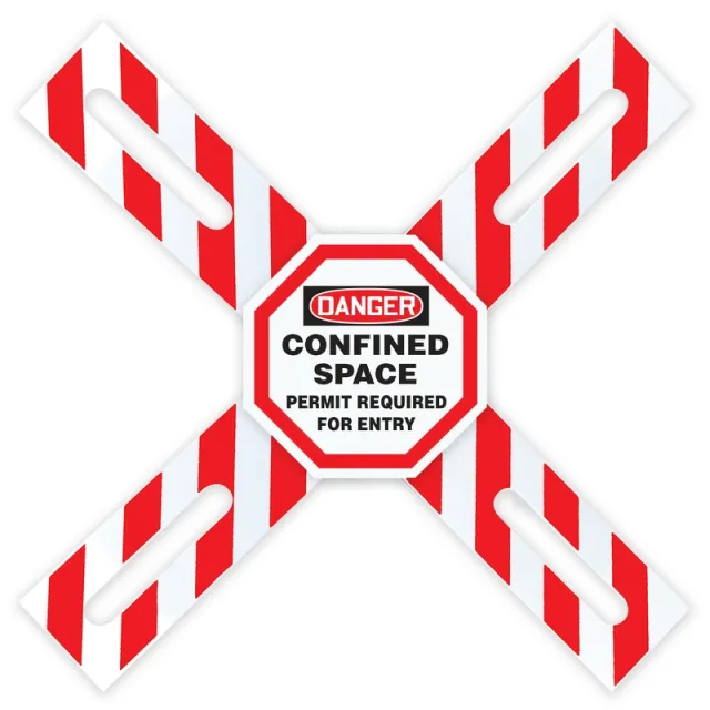 Accuform CXB633 OSHA Danger Man-Way Cross Barrier: Confined Space - Permit Required For Entry