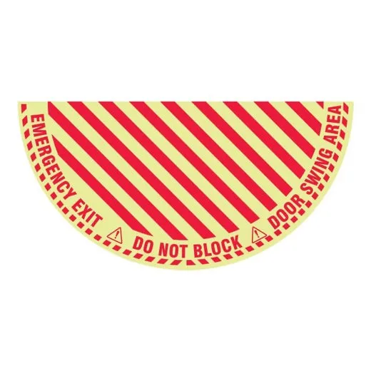 Accuform DFS201GL 36"" x 36"" Half Circle and Quarter Circle Door Floor Sign Glow-in-Dark Adhesive Backed Vinyl