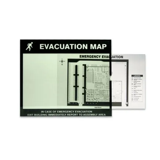 Accuform DTA216 8-1/2"" x 11"" Evacuation & Severe Weather Map Holder Clear Inserts Yellow