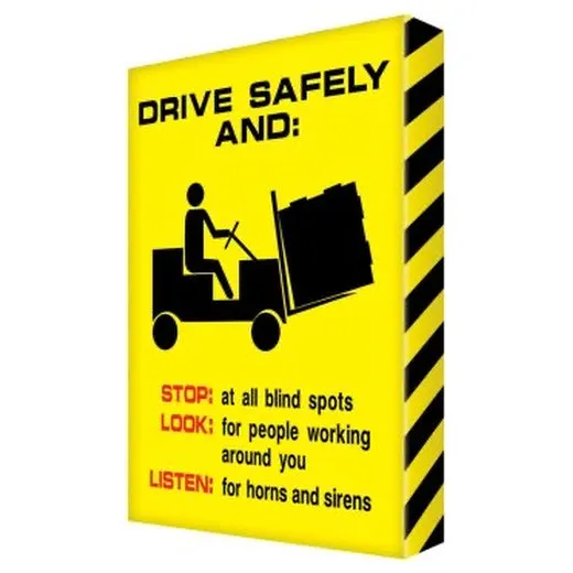 Accuform EDP222 24"" x 18"" Visual Edge Graphic Sign: Drive Safely Yellow Aluminum Face