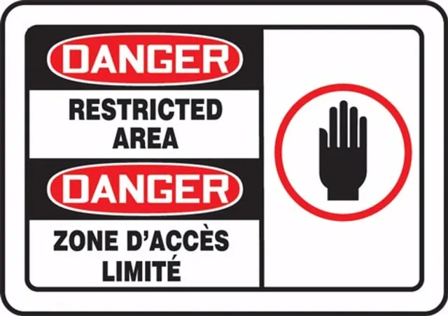 Accuform FBLADM007VSP Bilingual OSHA Danger Safety Label: Restricted Area