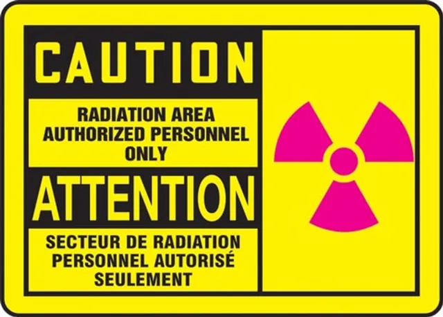 Radiation & Laser Sign, 3.5 in H x 5 in W, Adhesive Dura-Poly