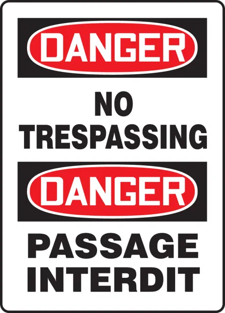 Accuform FBMATR112VP Bilingual OSHA Danger Safety Sign: No Trespassing