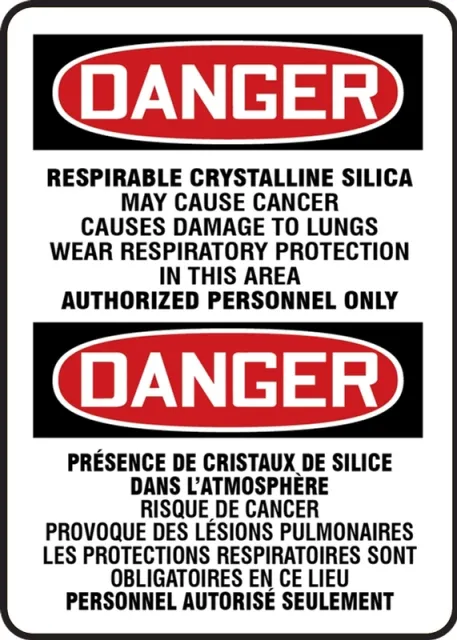 Accuform FBMCAW046VS OSHA Danger Safety Sign: ""Respirable Crystalline Silica ..."", Language: French/English