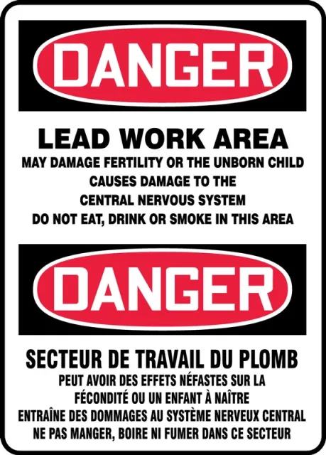 Accuform FBMCAW188XP Bilingual OSHA Danger Safety Sign: Lead Work Area