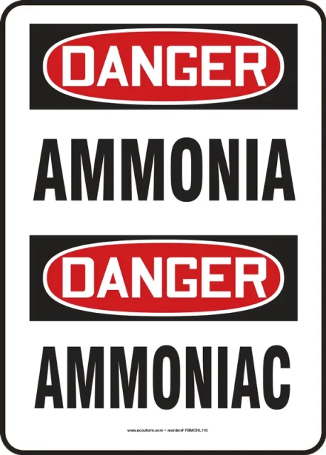 Accuform FBMCHL110XP OSHA Danger Safety Sign: Ammonia