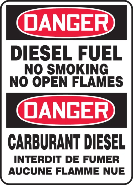 Accuform FBMCHL270XT Bilingual OSHA Danger Safety Sign: Diesel Fuel - No Smoking - No Open Flames