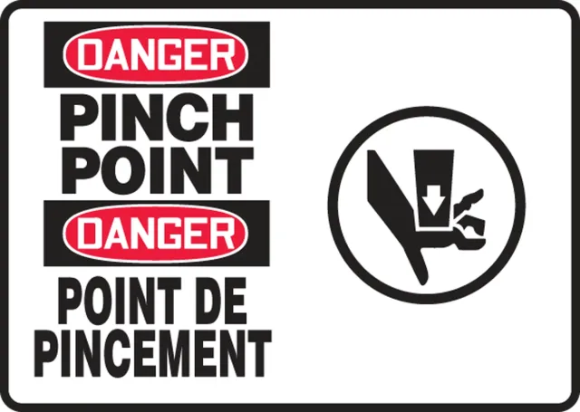 Accuform FBMEQT102XL Bilingual OSHA Danger Safety Sign: Pinch Point