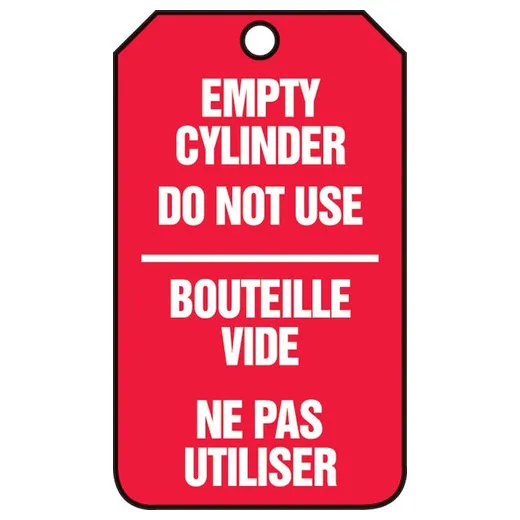 French Bilingual Safety Tags, EMPTY CYLINDER DO NOT USE, 5.75in x 3.25in, PF-Cardstock, 25PK