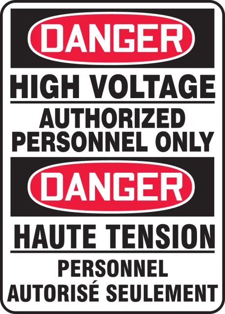 Accuform FBMLEL125GP Bilingual OSHA Danger Safety Sign: High Voltage - Authorized Personnel Only