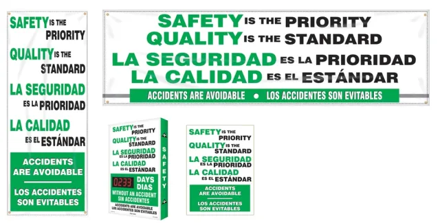 Accuform FBMSK434 Bilingual Safety Campaign Kits: Safety Is The Priority - Quality Is The Standard