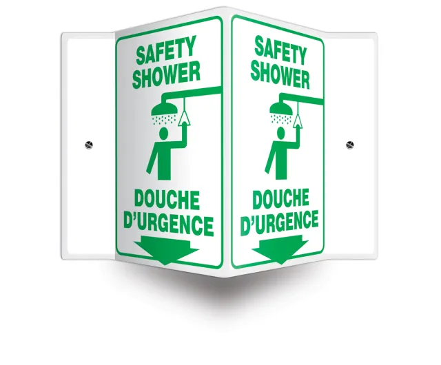 Accuform FBPSP653 Bilingual Projection Sign: Safety Shower (Arrow)