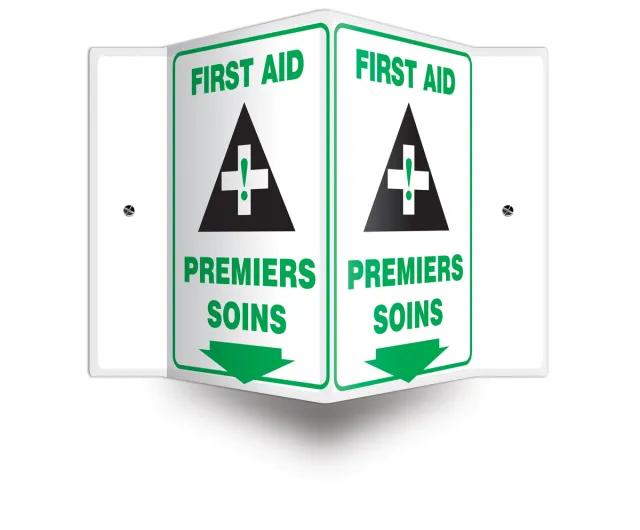 Accuform FBPSP655 French Bilingual Projection Safety Sign: First Aid