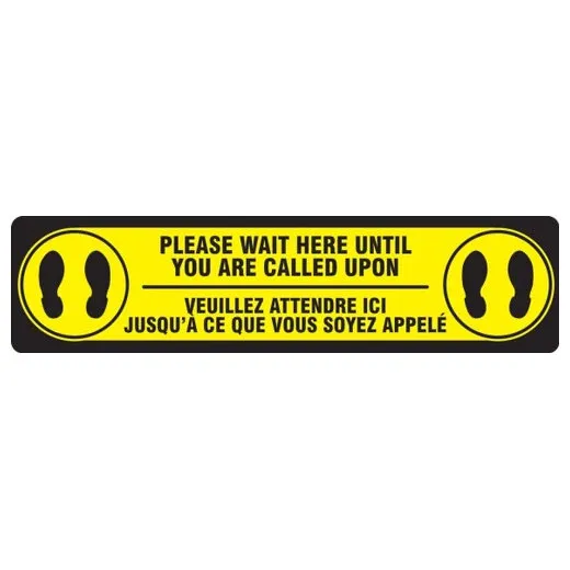 Accuform FBPSR292 6"" x 24"" Slip-Gard Floor Sign: Please Wait Here Until You Are Called Upon Green Rigid Plastic